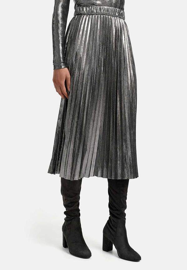 Plisseerock in Glitzerjersey | Silver
