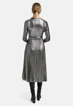 Plisseerock in Glitzerjersey | Silver