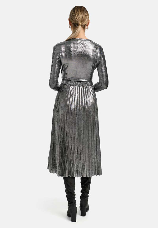Plisseerock in Glitzerjersey | Silver