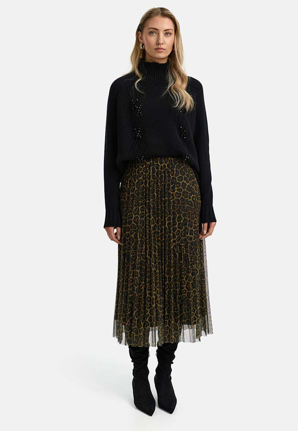 Plissierter Midirock in Mesh | Leo