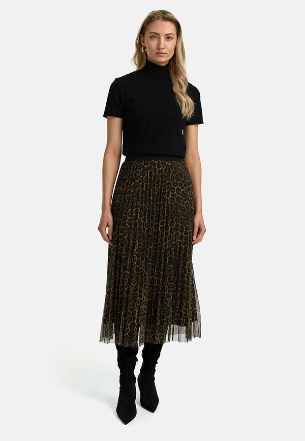 Plissierter Midirock in Mesh | Leo