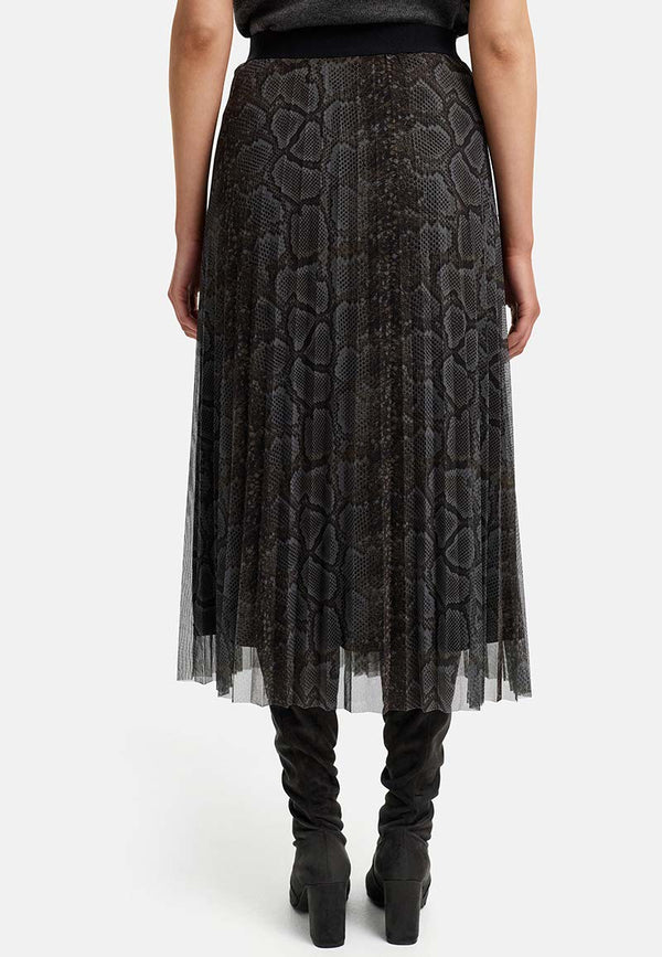 Plissierter Midirock in Mesh | Snake
