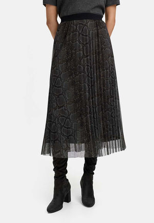 Plissierter Midirock in Mesh | Snake