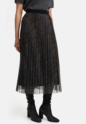 Plissierter Midirock in Mesh | Snake