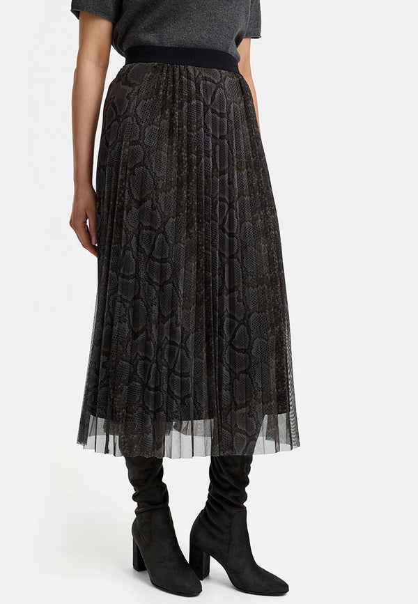 Plissierter Midirock in Mesh | Snake