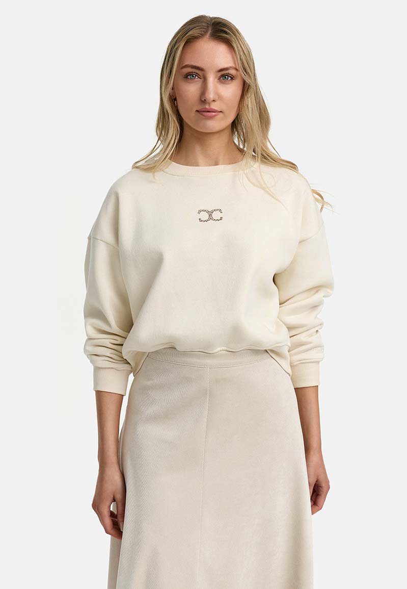 Sweatshirt mit Glitzerdetail | Creme