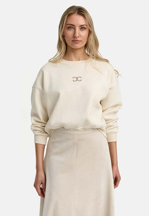 Sweatshirt mit Glitzerdetail | Creme