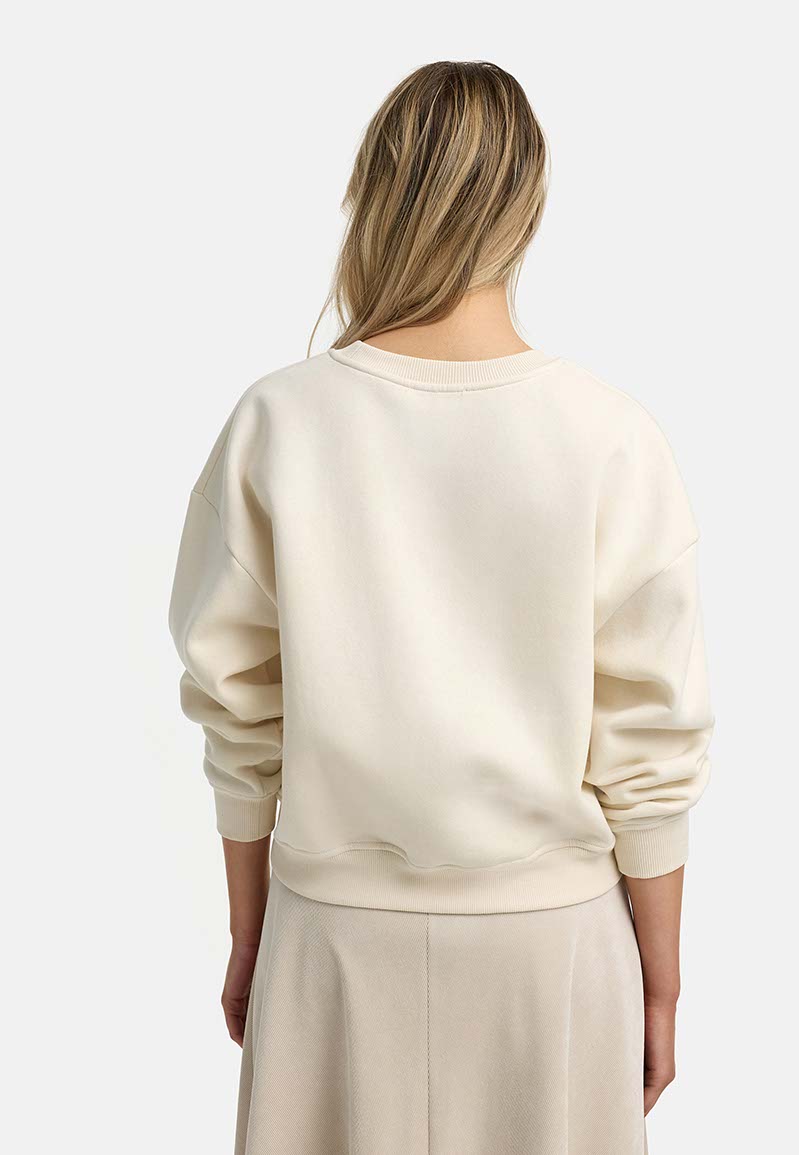 Sweatshirt mit Glitzerdetail | Creme