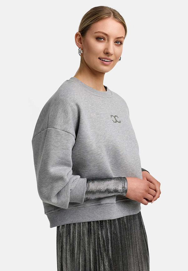 Sweatshirt mit Glitzerdetail | light Grey