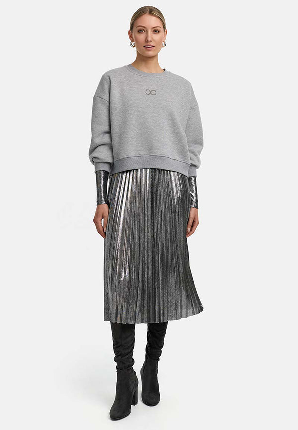 Sweatshirt mit Glitzerdetail | light Grey