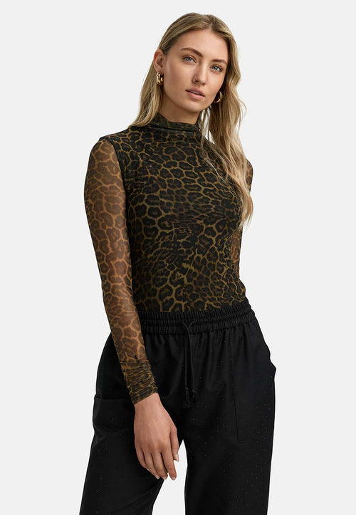 Meshshirt mit Allover-Print | Leo