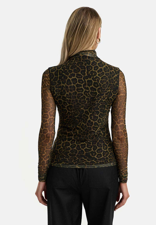 Meshshirt mit Allover-Print | Leo