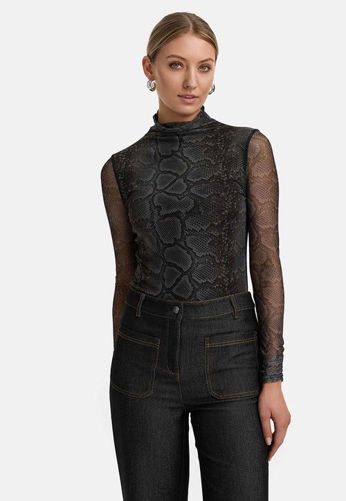 Meshshirt mit Allover-Print | Snake