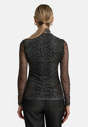 Meshshirt mit Allover-Print | Snake