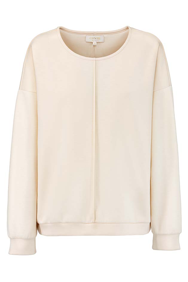 Langarmshirt in Scuba | Creme