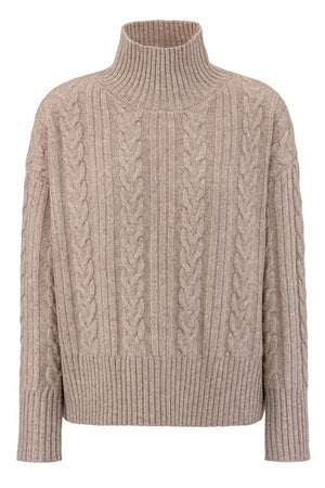 Zopfstrickpullover in Merino-Wolle | Taupe