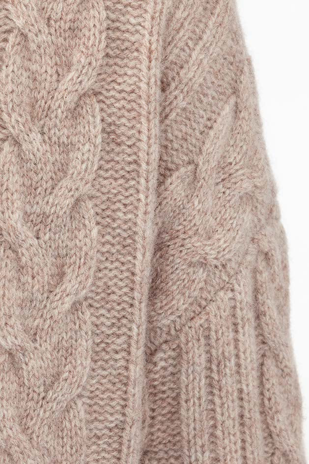 Zopfstrickpullover in Merino-Wolle | Taupe