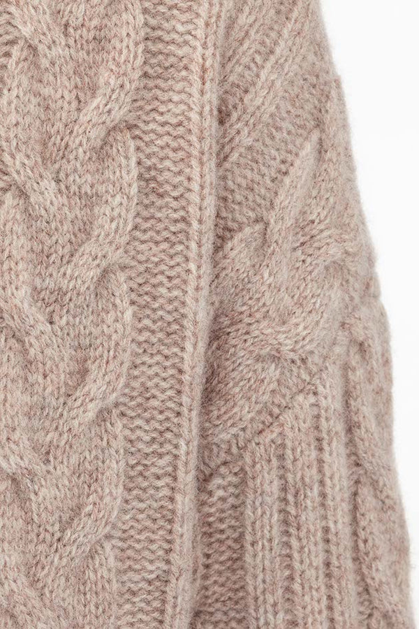 Zopfstrickpullover in Merino-Wolle | Taupe