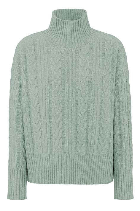 Zopfstrickpullover in Merino-Wolle | light Mint