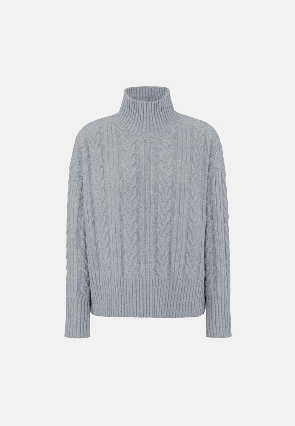 Cable knit sweater in merino wool | light Grey