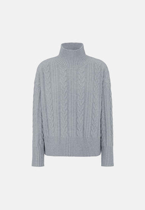 Cable knit sweater in merino wool | light Grey
