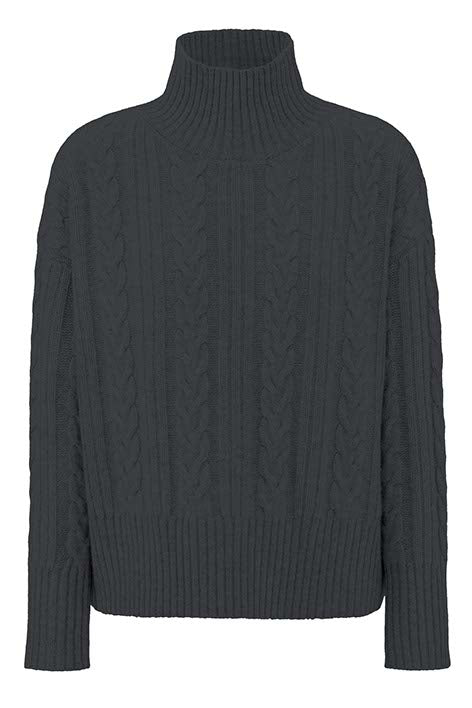 Zopfstrickpullover in Merino-Wolle | Graphit