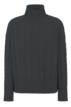 Zopfstrickpullover in Merino-Wolle | Graphit