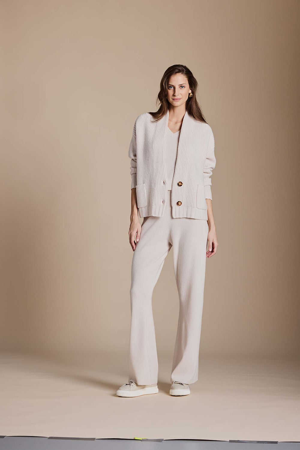 Strickjacke in Merino-Wolle | Creme