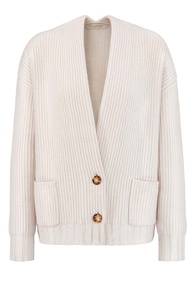 Strickjacke in Merino-Wolle | Creme