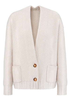 Strickjacke in Merino-Wolle | Creme
