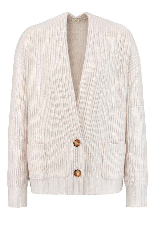 Strickjacke in Merino-Wolle | Creme
