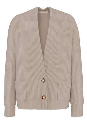 Strickjacke in Merino-Wolle | Taupe