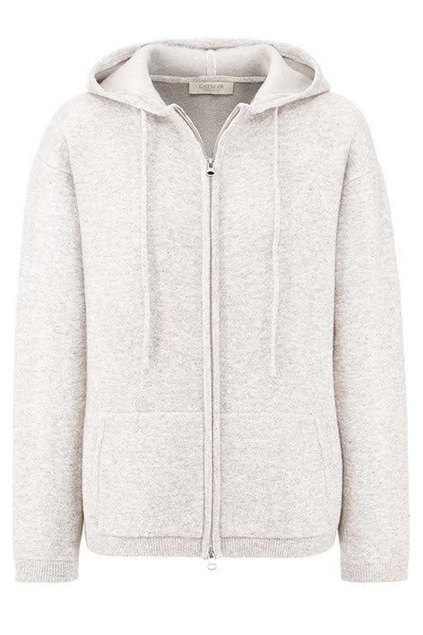 Hooded jacket in merino wool | Creme