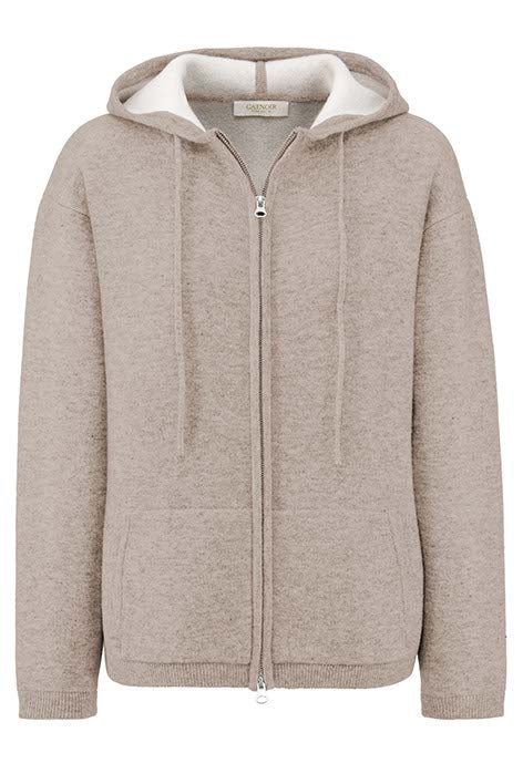 Kapuzenjacke in Merino-Wolle | Taupe