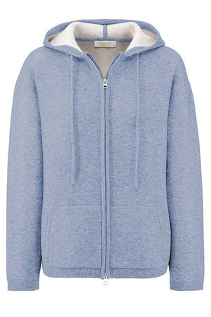 Kapuzenjacke in Merino-Wolle | Retro Blue