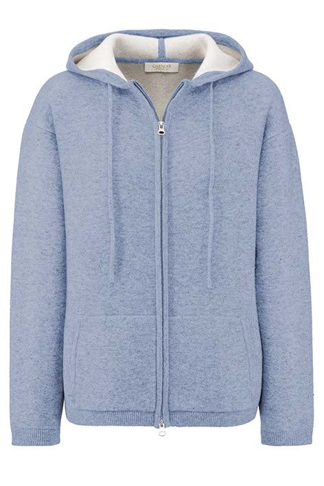 Kapuzenjacke in Merino-Wolle | Retro Blue