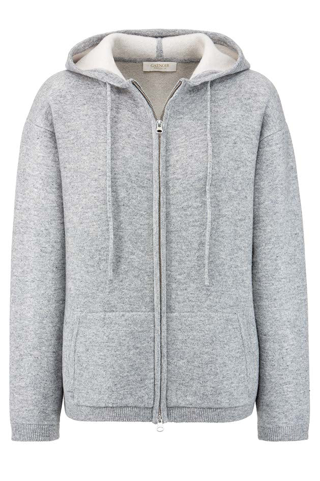 Kapuzenjacke in Merino-Wolle | light Grey