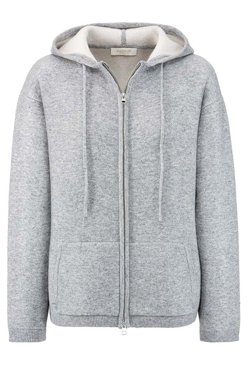 Hooded jacket in merino wool | light Grey
