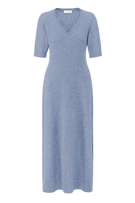 Knitted dress in merino wool | Retro Blue