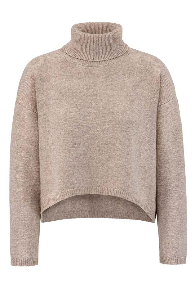 Rollkragenpullover in Merino-Wolle | Taupe