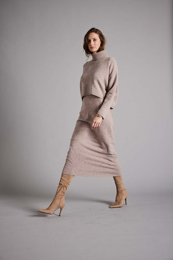 Rollkragenpullover in Merino-Wolle | Taupe