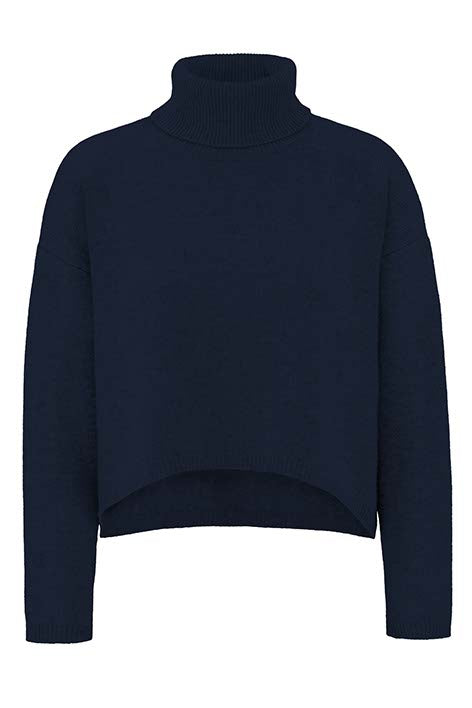 Rollkragenpullover in Merino-Wolle | Navy