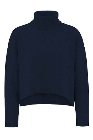 Rollkragenpullover in Merino-Wolle | Navy