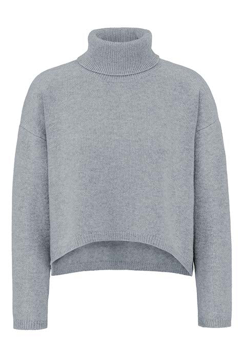 Rollkragenpullover in Merino-Wolle | light Grey