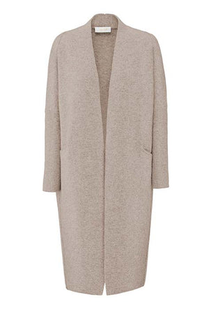 Strickmantel in Merino-Wolle | Taupe