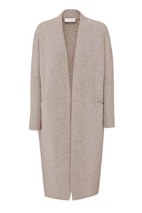 Strickmantel in Merino-Wolle | Taupe