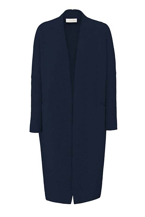 Strickmantel in Merino-Wolle | Navy