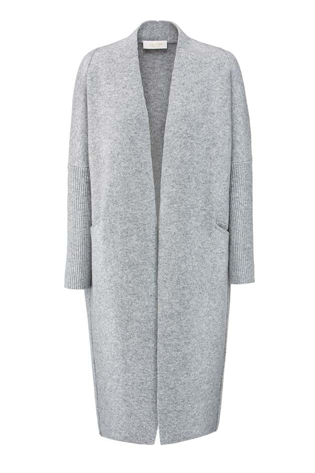 Strickmantel in Merino-Wolle | light Grey