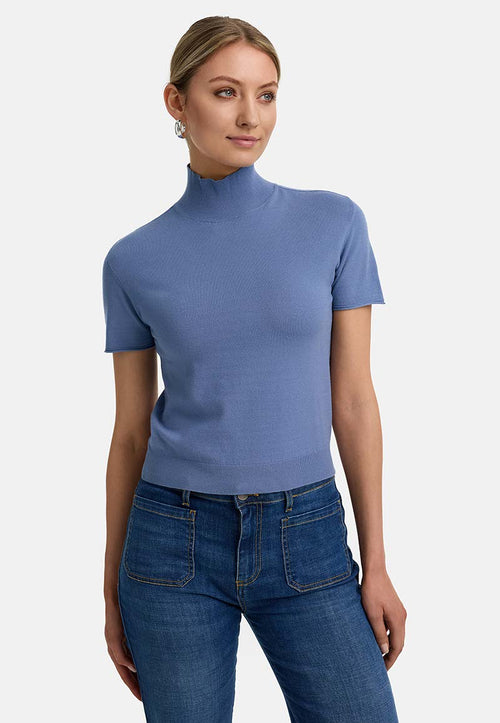 Strickshirt in Viskose-mix | Retro Blue