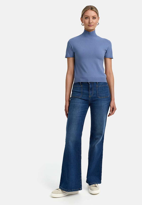 Strickshirt in Viskose-mix | Retro Blue